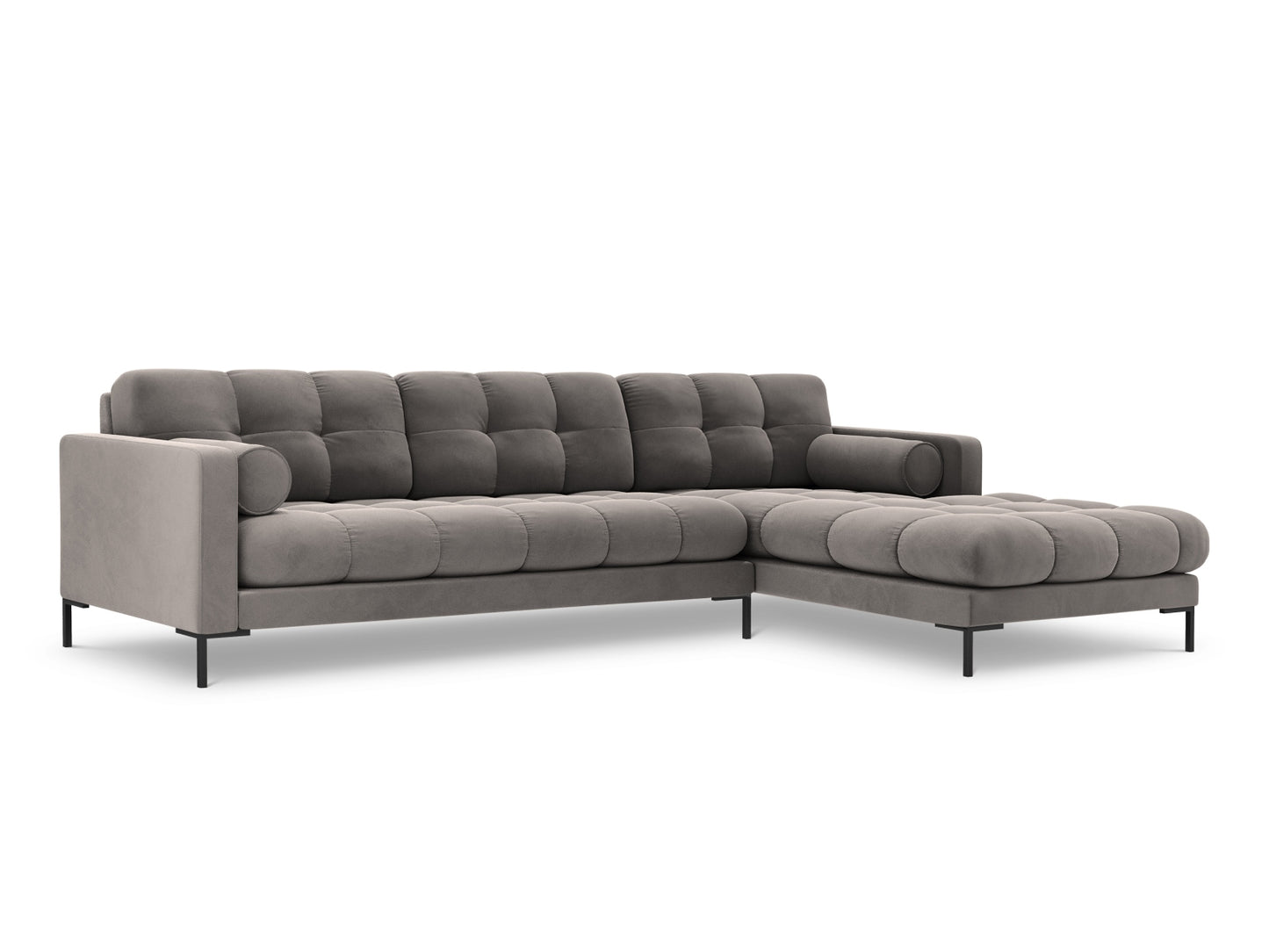 Bali Corner Sofa, 5 Seats, 293x185 cm — Light Grey / Black Metal / Right