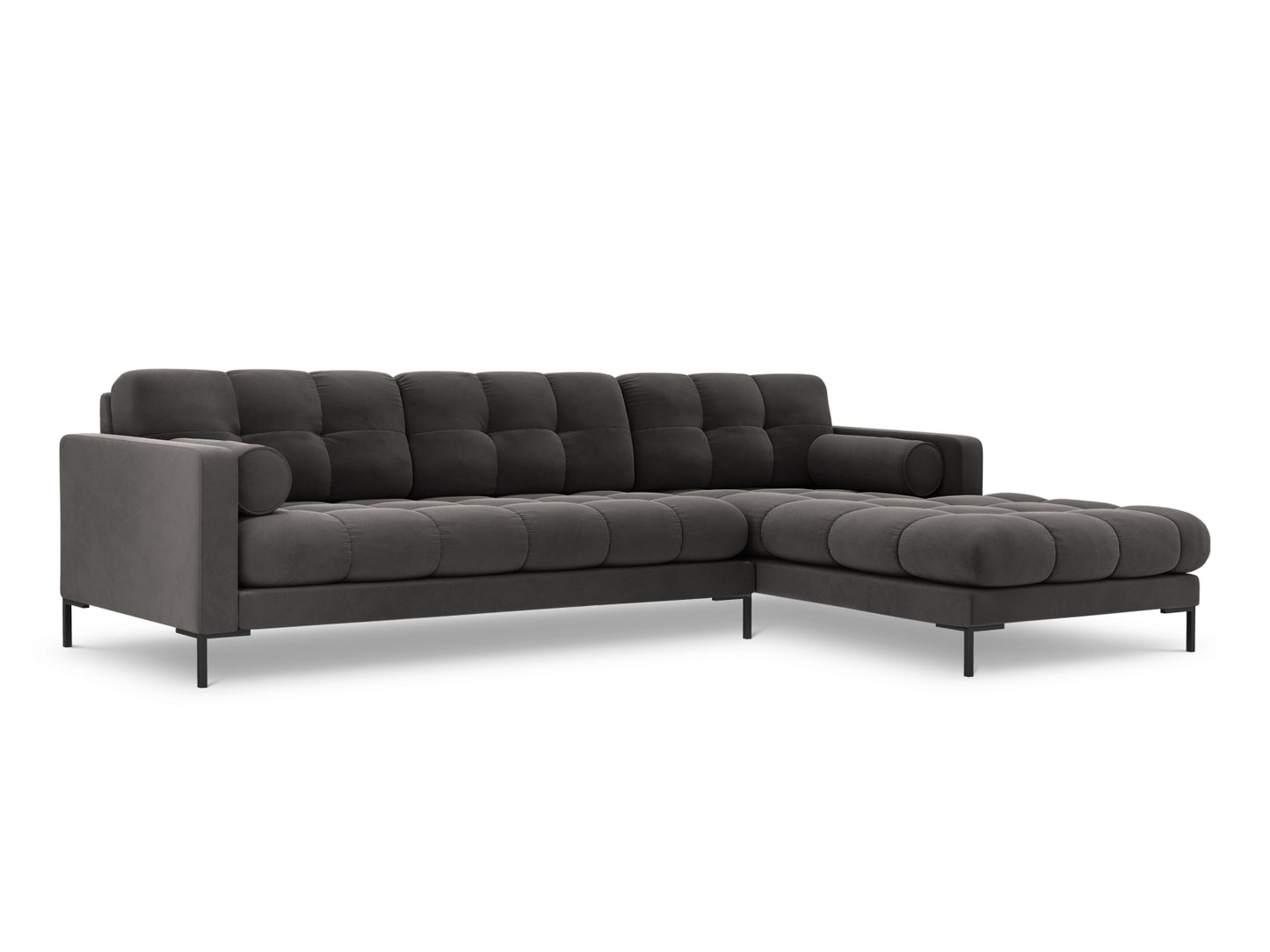 Bali Corner Sofa, 5 Seats, 293x185 cm — Dark Grey / Black Metal / Right