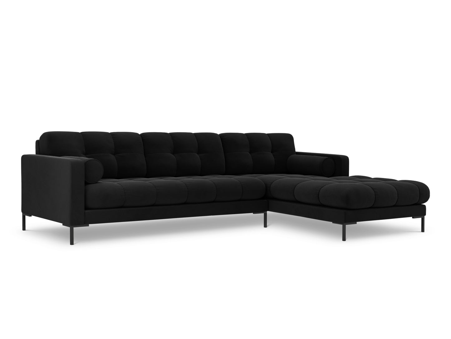 Bali Corner Sofa, 5 Seats, 293x185 cm — Black / Black Metal / Right