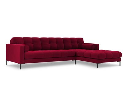 Bali Corner Sofa, 5 Seats, 293x185 cm — Red / Black Metal / Right