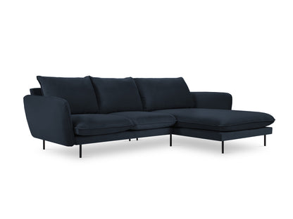Vienna Corner Sofa, 5 Seats, 255x170 cm — Dark Blue / Black Metal / Right