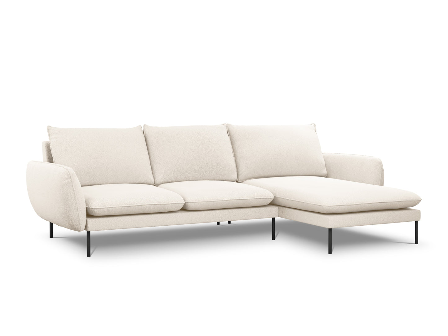 Vienna Corner Sofa, 5 Seats, 255x170 cm — Beige / Black Metal / Right