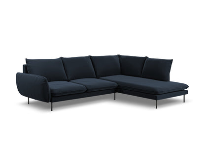 Vienna Corner Sofa, 6 Seats, 275x185 cm — Dark Blue / Black Metal / Right
