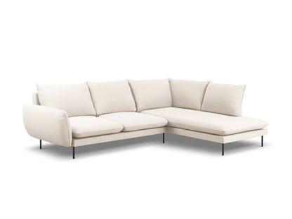 Vienna Corner Sofa, 6 Seats, 275x185 cm — Beige / Black Metal / Right