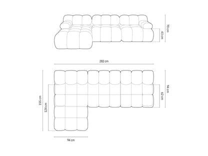 Cortina Modular Corner Sofa, 4 Seats, 282x155 cm