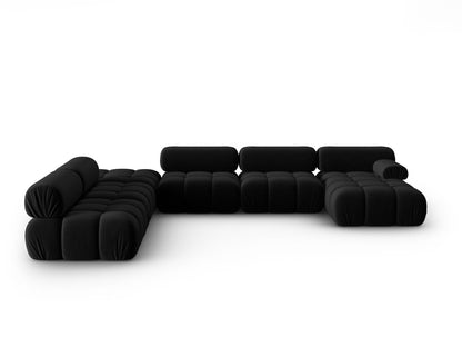 Cortina Modular Panoramic Corner Sofa, 7 Seats, 376x282 cm — Black / Left