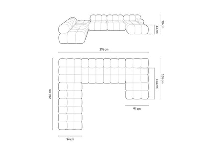 Cortina Modular Panoramic Corner Sofa, 7 Seats, 376x282 cm
