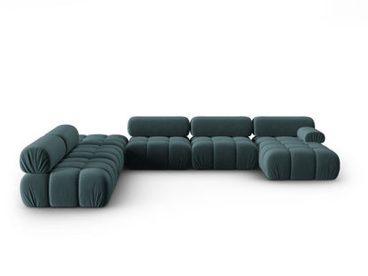 Cortina Modular Panoramic Corner Sofa, 7 Seats, 376x282 cm — Turquoise / Left