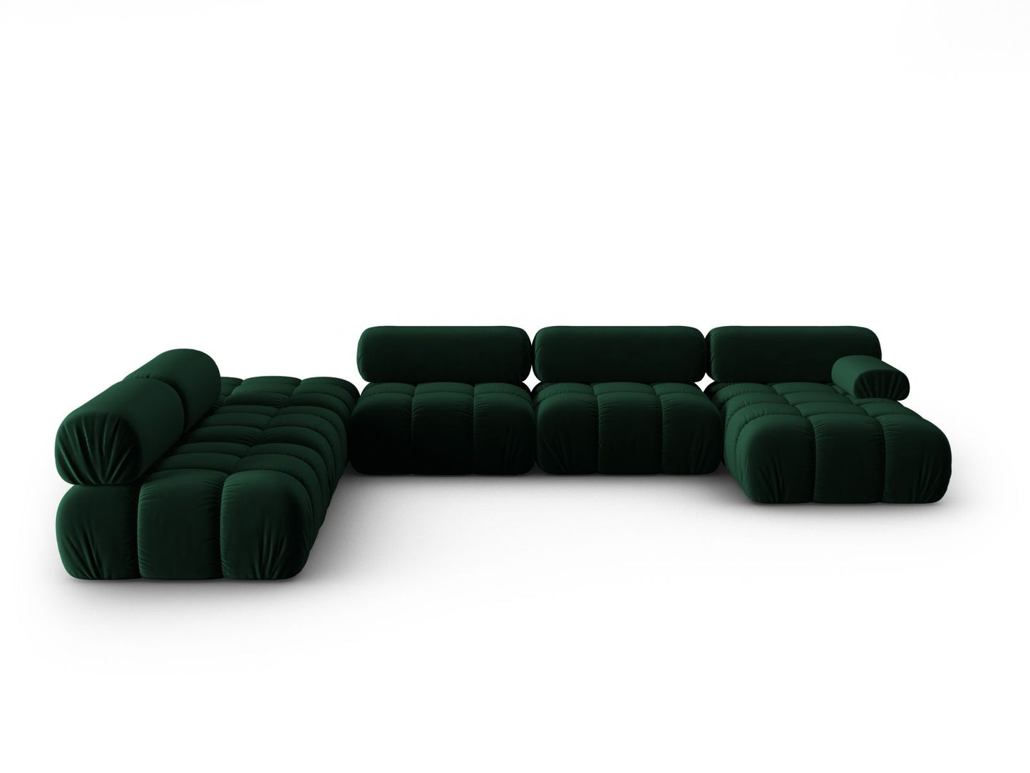 Cortina Modular Panoramic Corner Sofa, 7 Seats, 376x282 cm — Bottle Green / Left