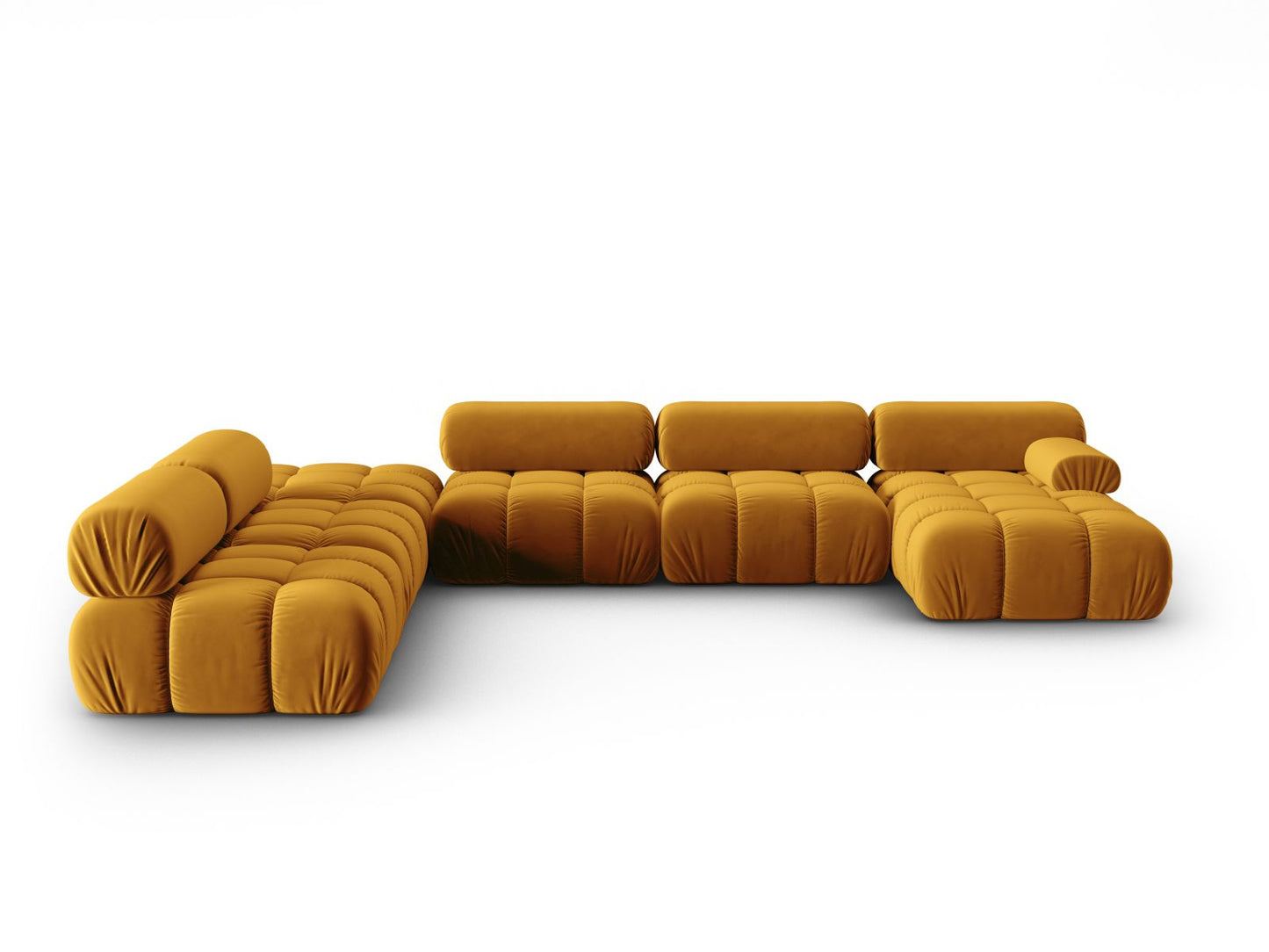 Cortina Modular Panoramic Corner Sofa, 7 Seats, 376x282 cm — Yellow / Left
