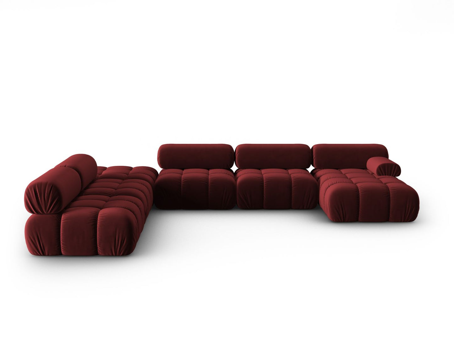 Cortina Modular Panoramic Corner Sofa, 7 Seats, 376x282 cm — Red / Left