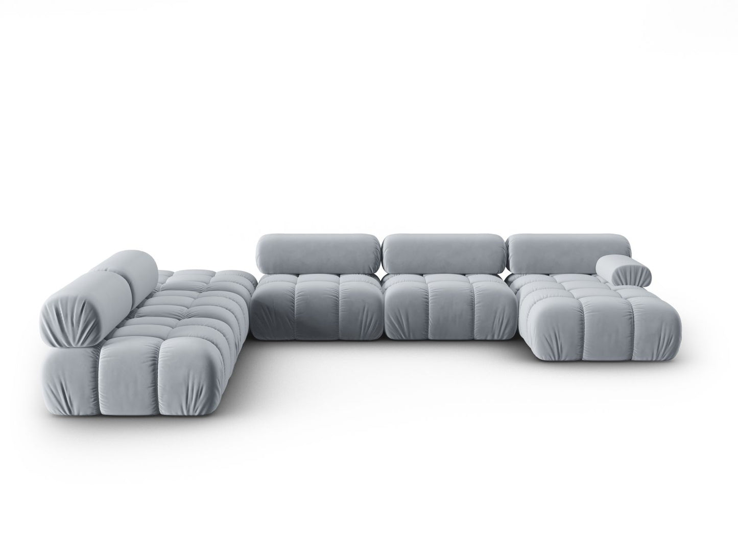 Cortina Modular Panoramic Corner Sofa, 7 Seats, 376x282 cm — Light Blue / Left