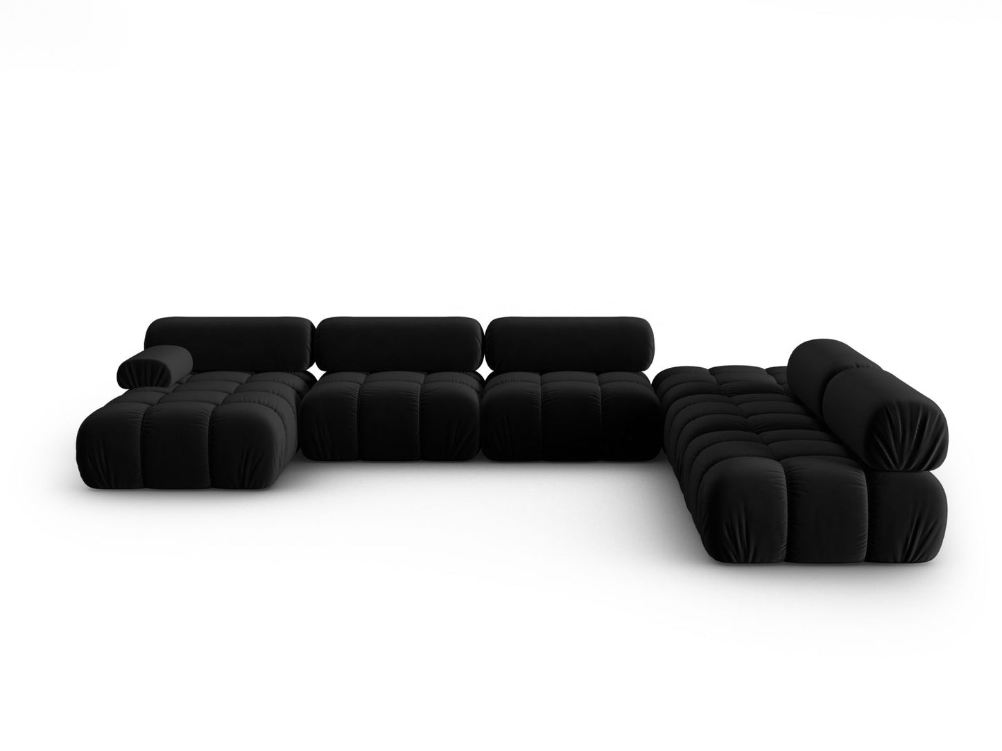Cortina Modular Panoramic Corner Sofa, 7 Seats, 376x282 cm — Black / Right