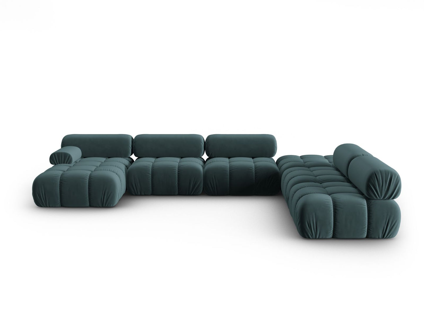 Cortina Modular Panoramic Corner Sofa, 7 Seats, 376x282 cm — Turquoise / Right