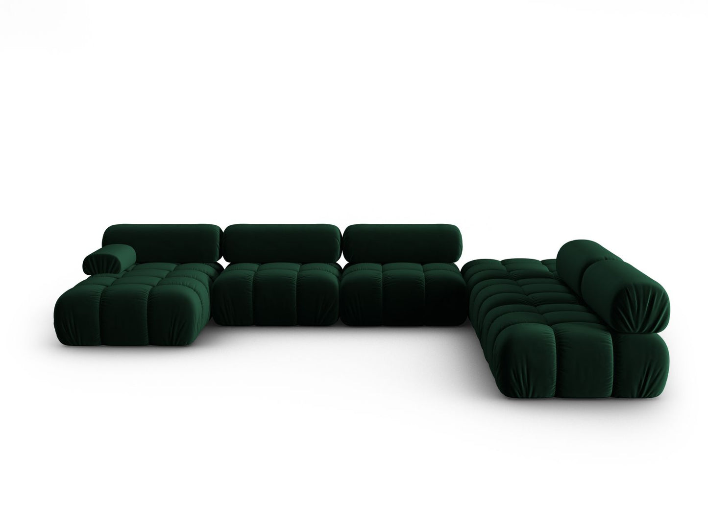 Cortina Modular Panoramic Corner Sofa, 7 Seats, 376x282 cm — Bottle Green / Right