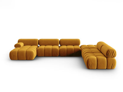 Cortina Modular Panoramic Corner Sofa, 7 Seats, 376x282 cm — Yellow / Right
