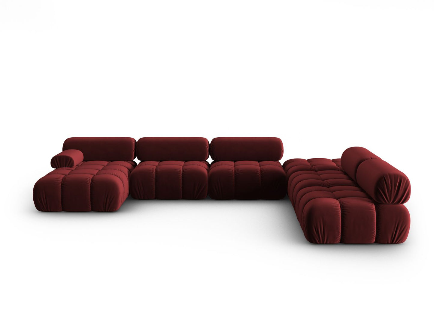 Cortina Modular Panoramic Corner Sofa, 7 Seats, 376x282 cm — Red / Right