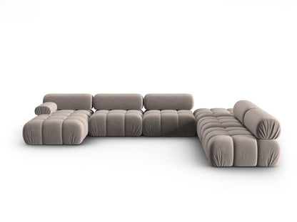 Cortina Modular Panoramic Corner Sofa, 7 Seats, 376x282 cm — Cappuccino / Right