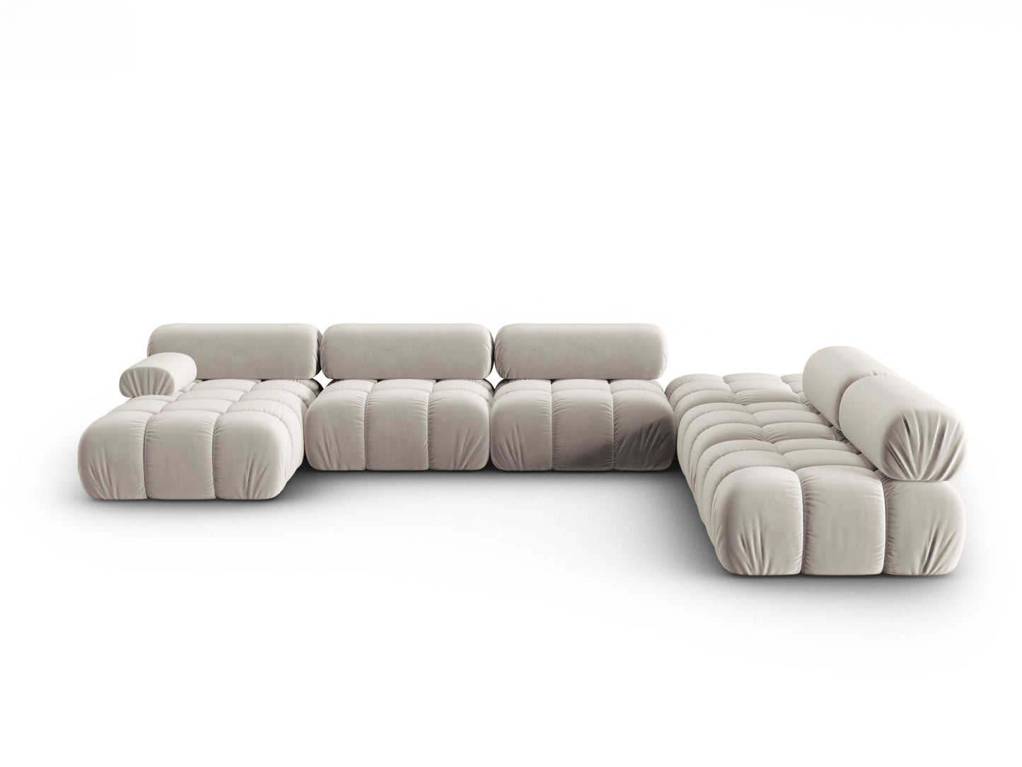 Cortina Modular Panoramic Corner Sofa, 7 Seats, 376x282 cm — Dark Beige / Right