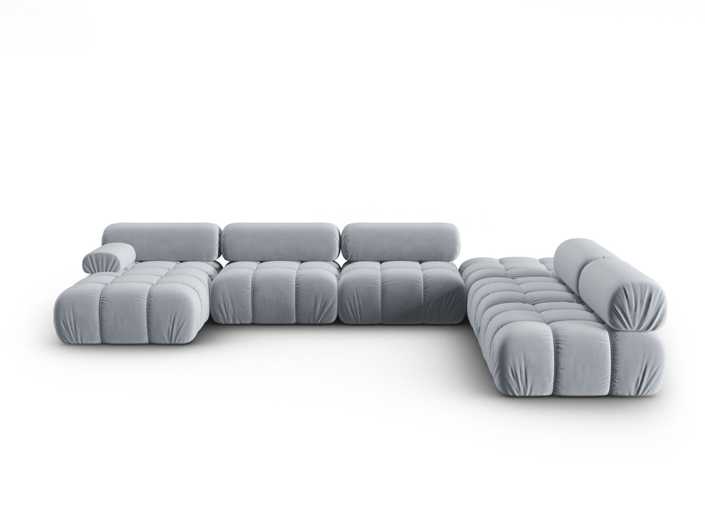 Cortina Modular Panoramic Corner Sofa, 7 Seats, 376x282 cm — Light Blue / Right