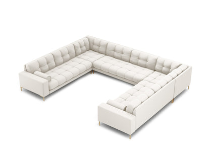 Bali Panoramic Sofa, 9 Seats, 327x256 cm — Light Beige / Gold Metal