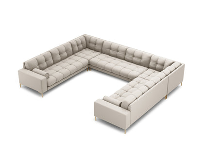 Bali Panoramic Sofa, 9 Seats, 327x256 cm — Beige / Gold Metal
