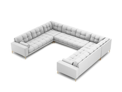 Bali Panoramic Sofa, 9 Seats, 327x256 cm — Light Grey / Gold Metal