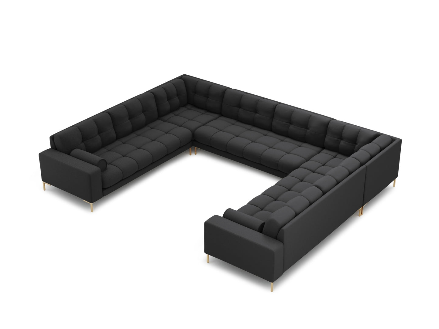 Bali Panoramic Sofa, 9 Seats, 327x256 cm — Dark Grey / Gold Metal