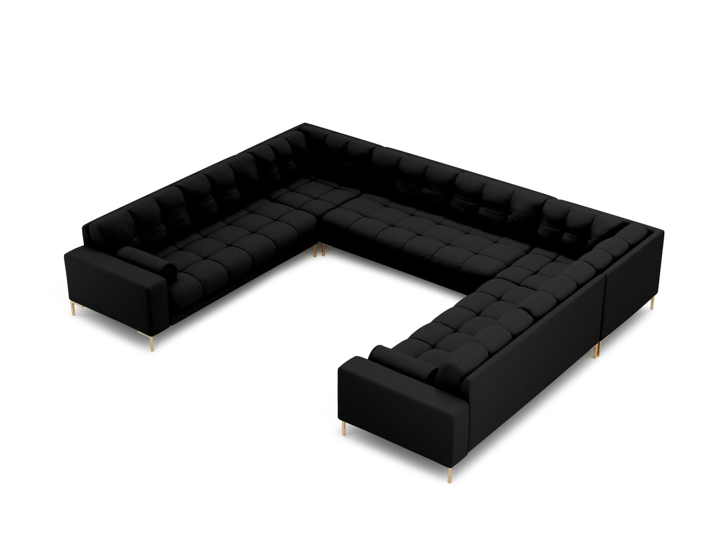 Bali Panoramic Sofa, 9 Seats, 327x256 cm — Black / Gold Metal