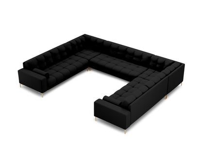 Bali Panoramic Sofa, 9 Seats, 327x256 cm — Black / Gold Metal