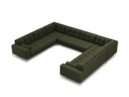 Bali Panoramic Sofa, 9 Seats, 327x256 cm — Green / Gold Metal