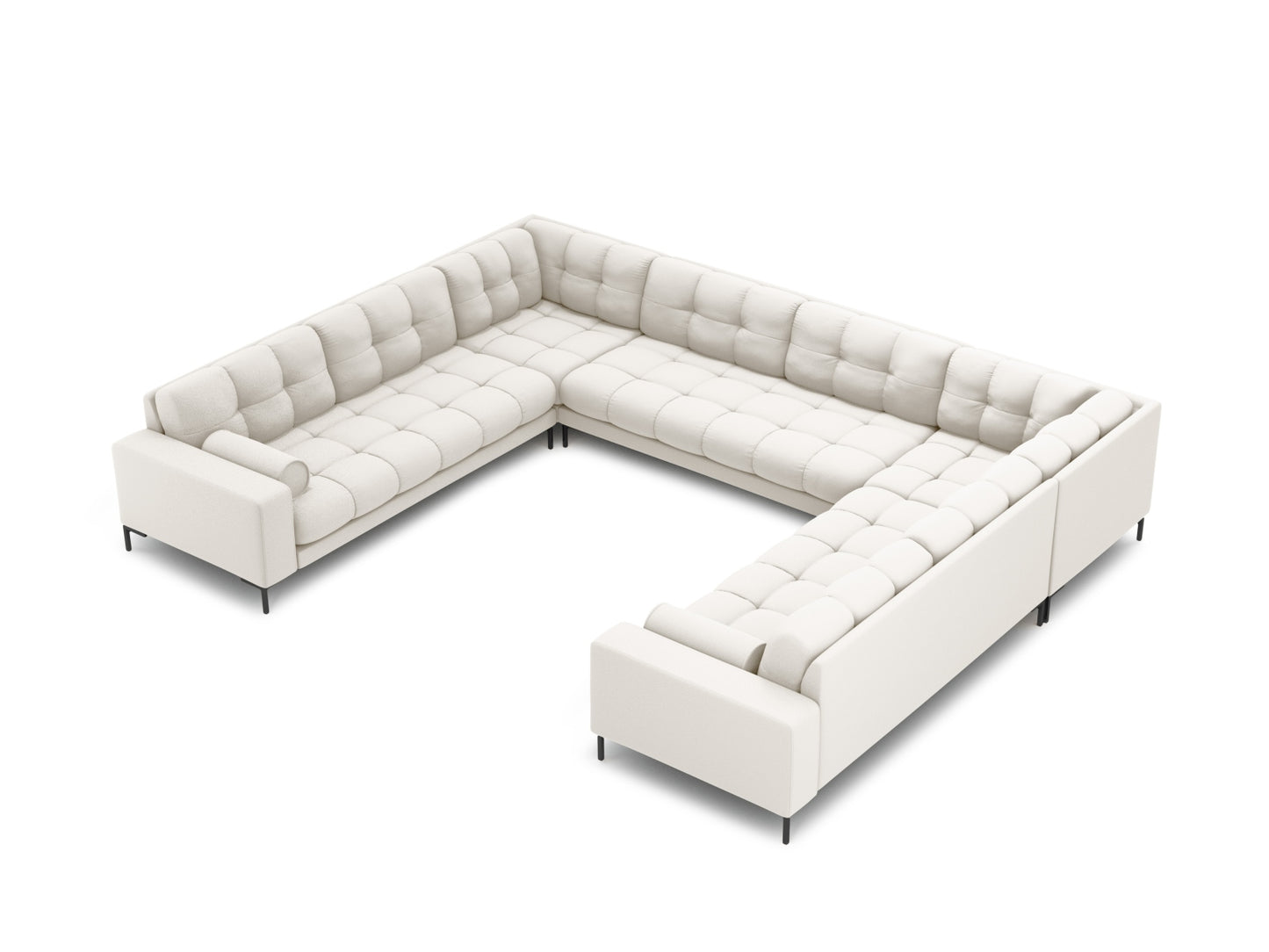 Bali Panoramic Sofa, 9 Seats, 327x256 cm — Light Beige / Black Metal