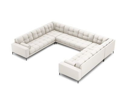 Bali Panoramic Sofa, 9 Seats, 327x256 cm — Light Beige / Black Metal