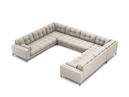 Bali Panoramic Sofa, 9 Seats, 327x256 cm — Beige / Black Metal