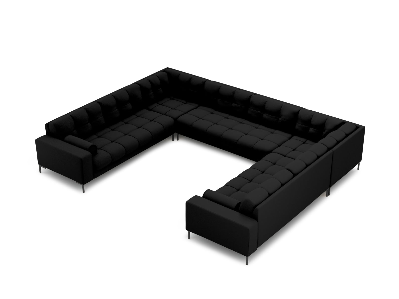 Bali Panoramic Sofa, 9 Seats, 327x256 cm — Black / Black Metal