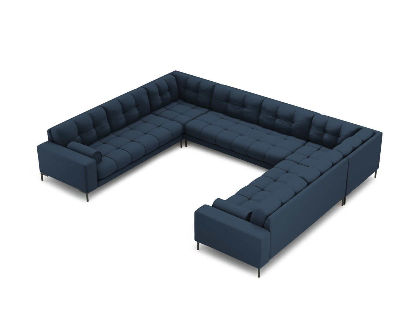 Bali Panoramic Sofa, 9 Seats, 327x256 cm — Blue / Black Metal