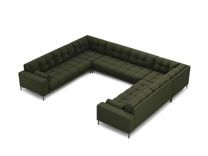 Bali Panoramic Sofa, 9 Seats, 327x256 cm — Green / Black Metal