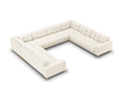 Bali Panoramic Sofa, 9 Seats, 327x256 cm — Light Beige / Gold Metal