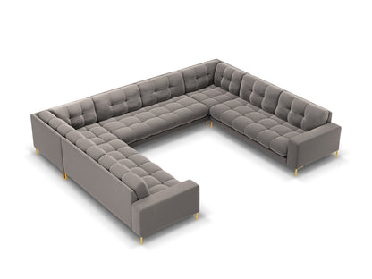 Bali Panoramic Sofa, 9 Seats, 327x256 cm — Light Grey / Gold Metal