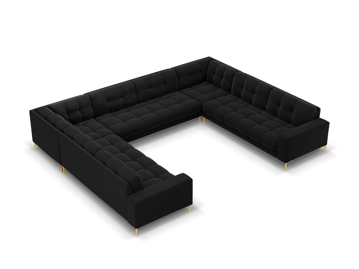 Bali Panoramic Sofa, 9 Seats, 327x256 cm — Black / Gold Metal