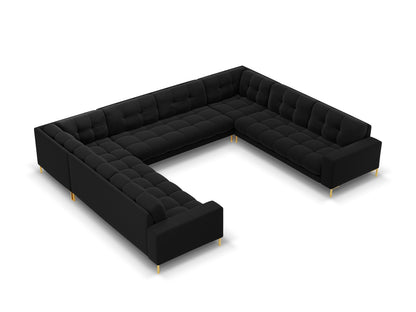 Bali Panoramic Sofa, 9 Seats, 327x256 cm — Black / Gold Metal