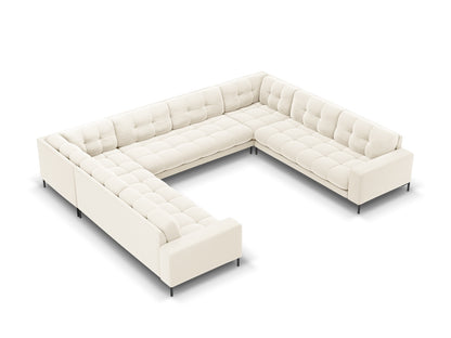 Bali Panoramic Sofa, 9 Seats, 327x256 cm — Light Beige / Black Metal