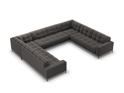 Bali Panoramic Sofa, 9 Seats, 327x256 cm — Dark Grey / Black Metal