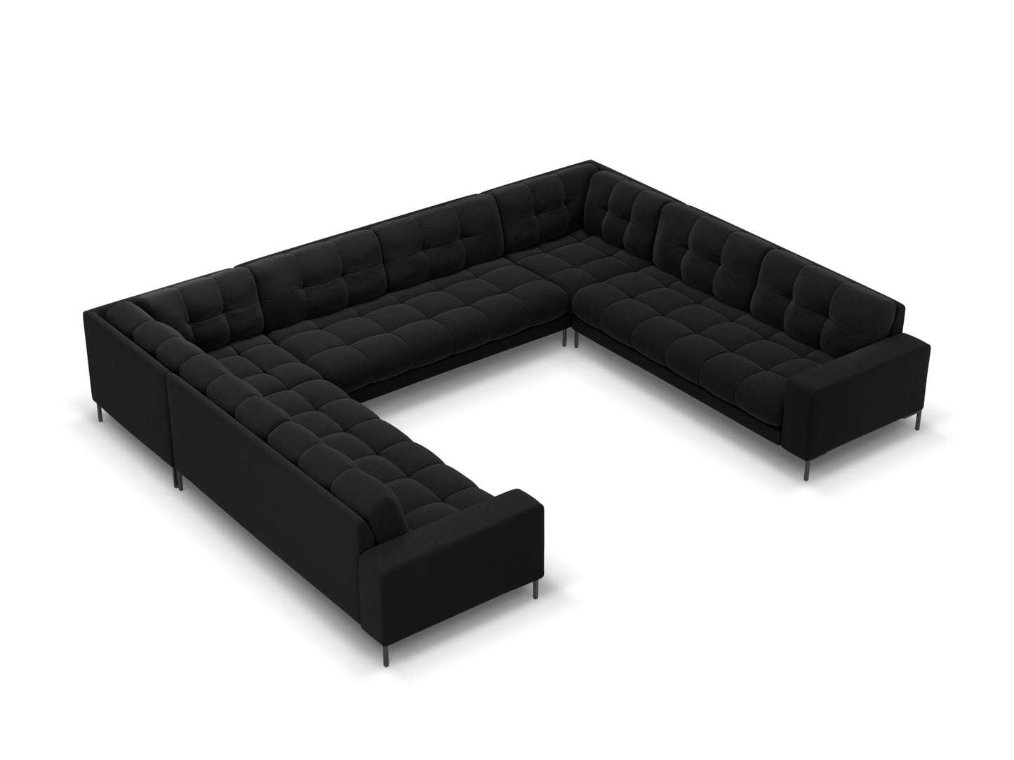 Bali Panoramic Sofa, 9 Seats, 327x256 cm — Black / Black Metal