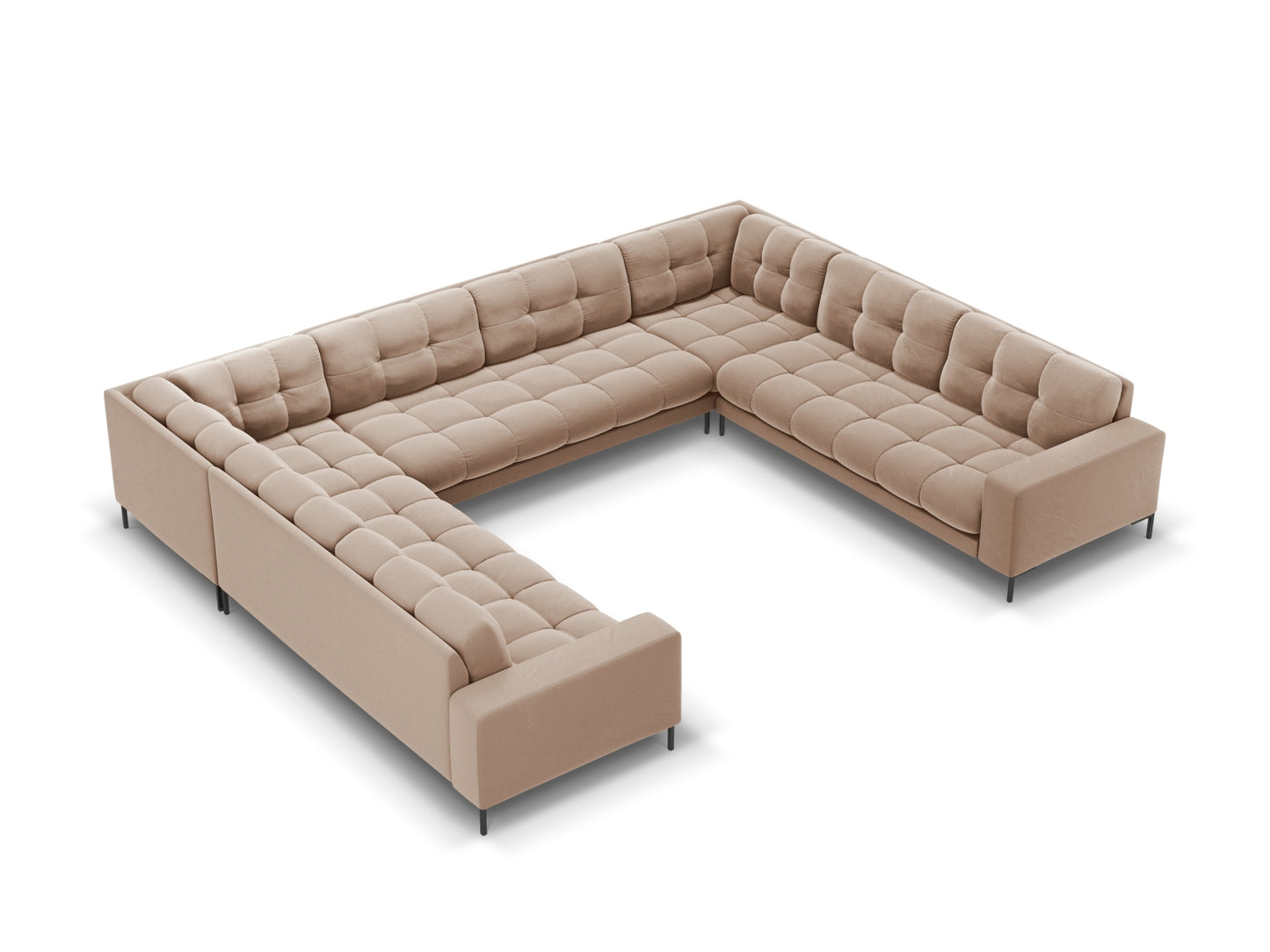 Bali Panoramic Sofa, 9 Seats, 327x256 cm — Beige / Black Metal
