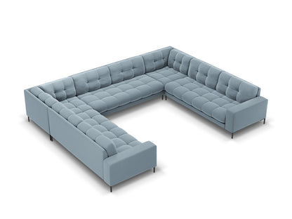 Bali Panoramic Sofa, 9 Seats, 327x256 cm — Light Blue / Black Metal