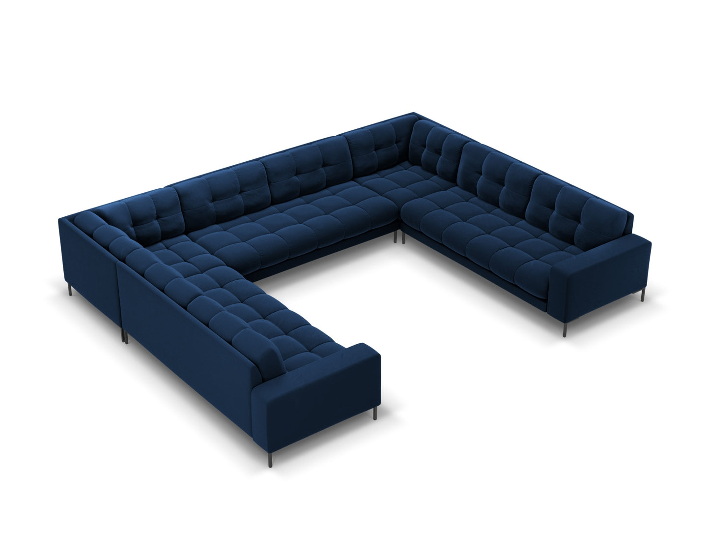 Bali Panoramic Sofa, 9 Seats, 327x256 cm — Royal Blue / Black Metal