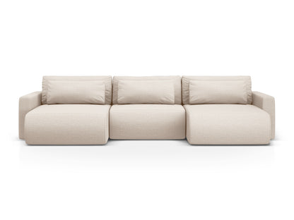 Belfast Panoramic Sofa with Box and Sleeping Function, 4 Seats, 340x149 cm — Beige