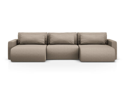 Belfast Panoramic Sofa with Box and Sleeping Function, 4 Seats, 340x149 cm — Dark Beige