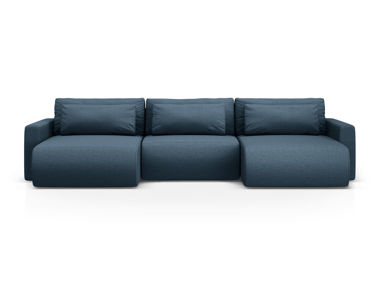 Belfast Panoramic Sofa with Box and Sleeping Function, 4 Seats, 340x149 cm — Blue
